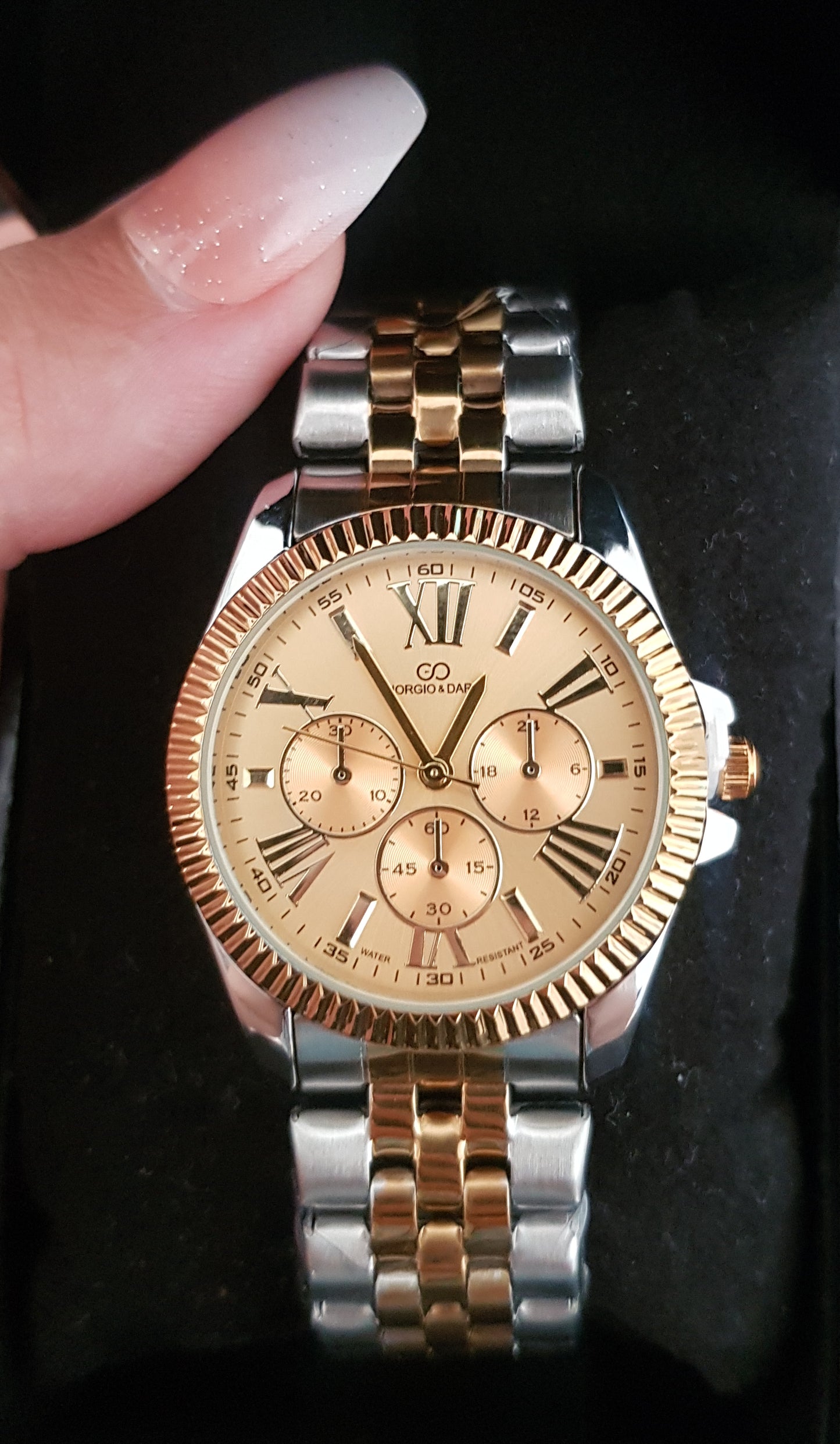 Montre Diva argenté doré fond doré