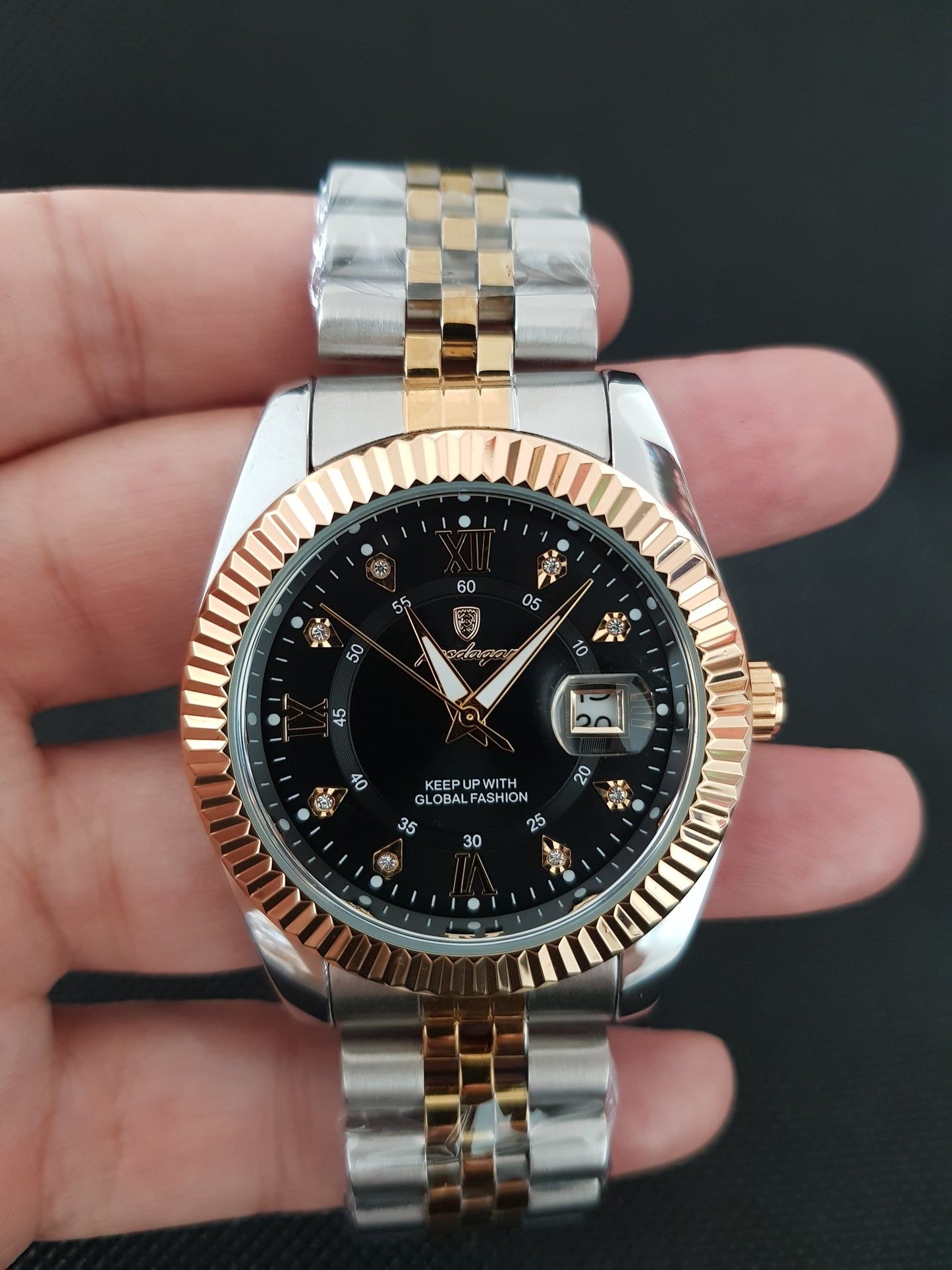 Montre Chicago fire argenté doré fond noire