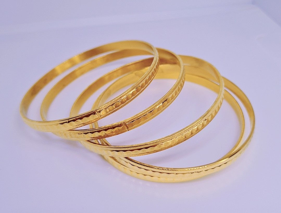5 Bracelets Rigides Vagues Acier Inoxydabel plaqué Or 18k 20g