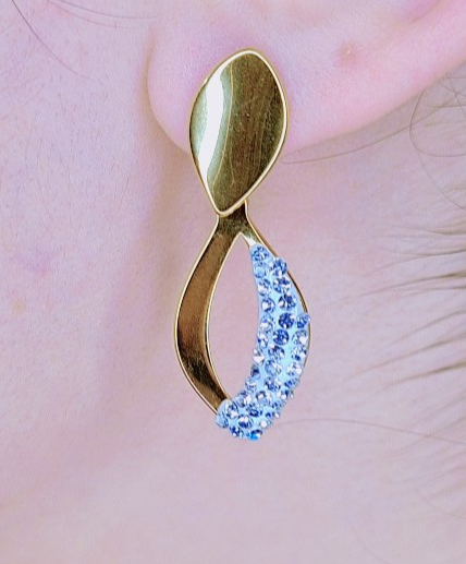 Boucles d'oreille Cristal Céleste Acier Inoxydable plaqué Or 18k 9g
