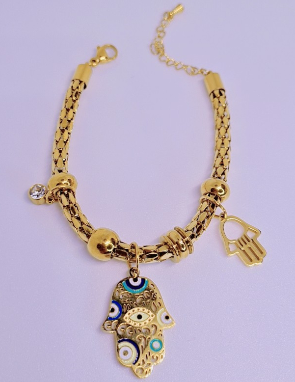 Bracelet Khemissa Acier inoxydable plaqué Or 18K 11g
