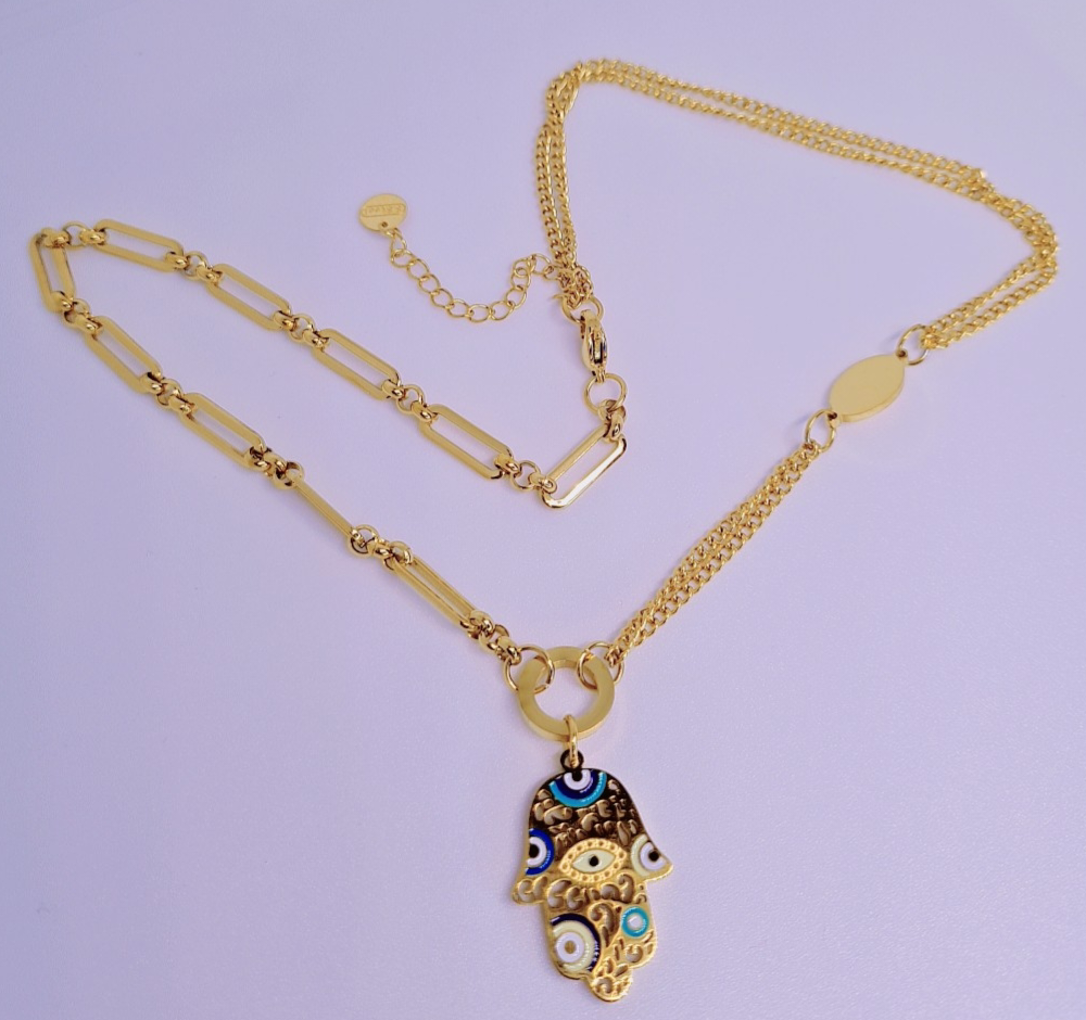 Collier Khemissa Acier inoxydable plaqué Or 18K 11g