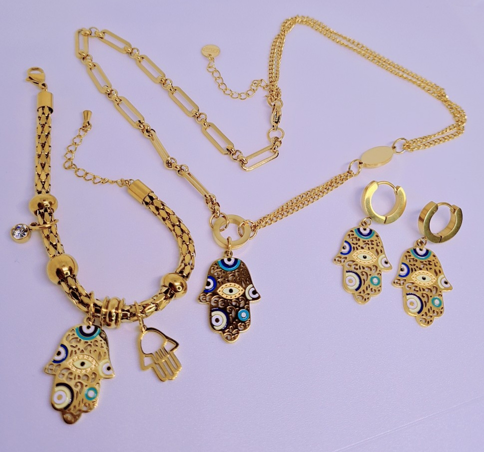 Collier Khemissa Acier inoxydable plaqué Or 18K 11g