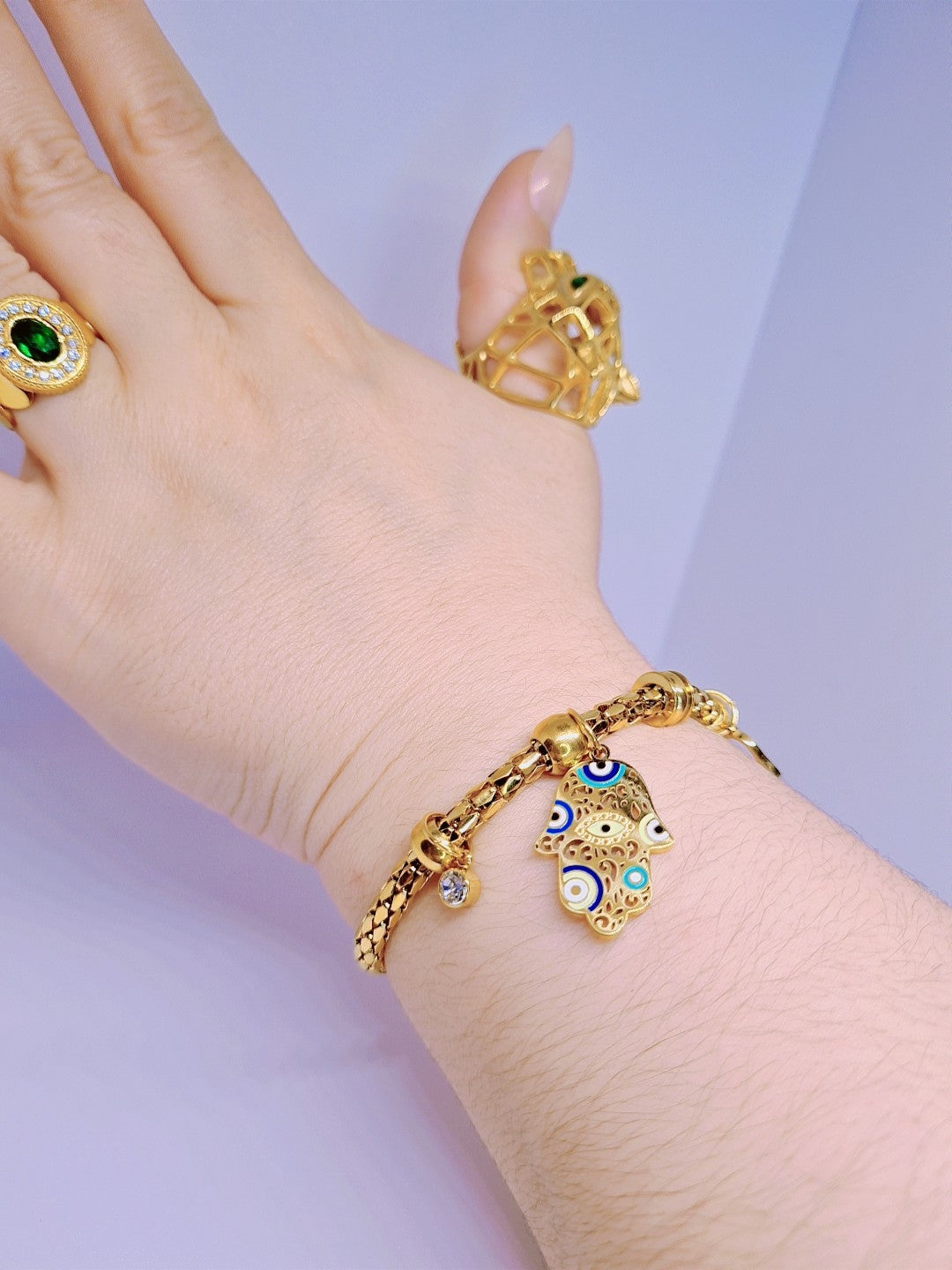 Bracelet Khemissa Acier inoxydable plaqué Or 18K 11g