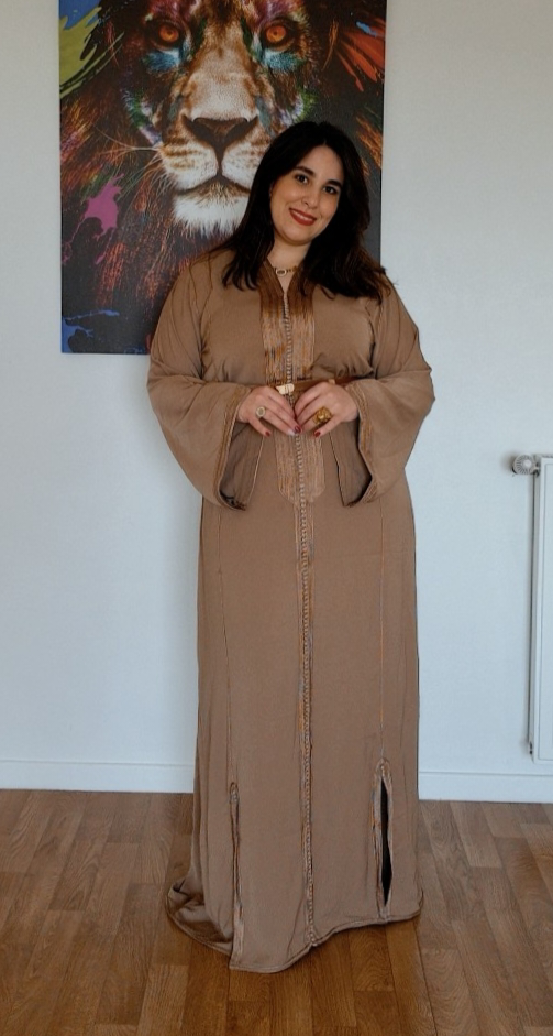Caftan Élégance Royale Nude - Taille standard (M - L - XL)