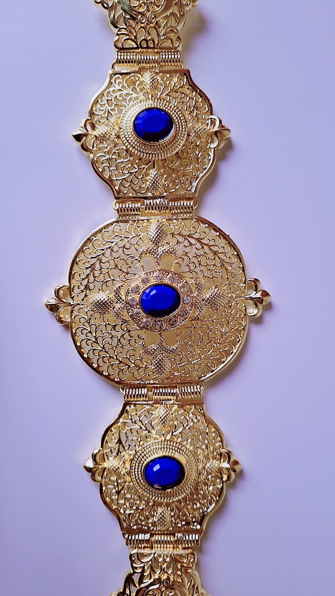 Mdama Ceinture Caftan fermeture Majdoul Bleu roi