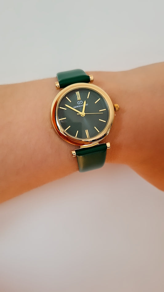 Montre Slim vert fond vert