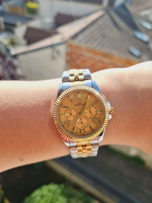Montre Diva argenté doré fond doré