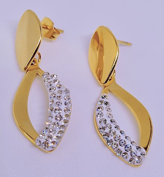 Boucles d'oreille Cristal Céleste Acier Inoxydable plaqué Or 18k 9g