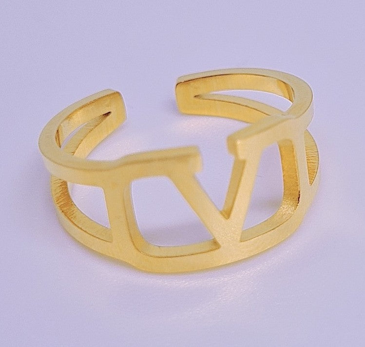 Bague Simplicité Élégante Acier Inoxydable plaquée Or 18k 12g