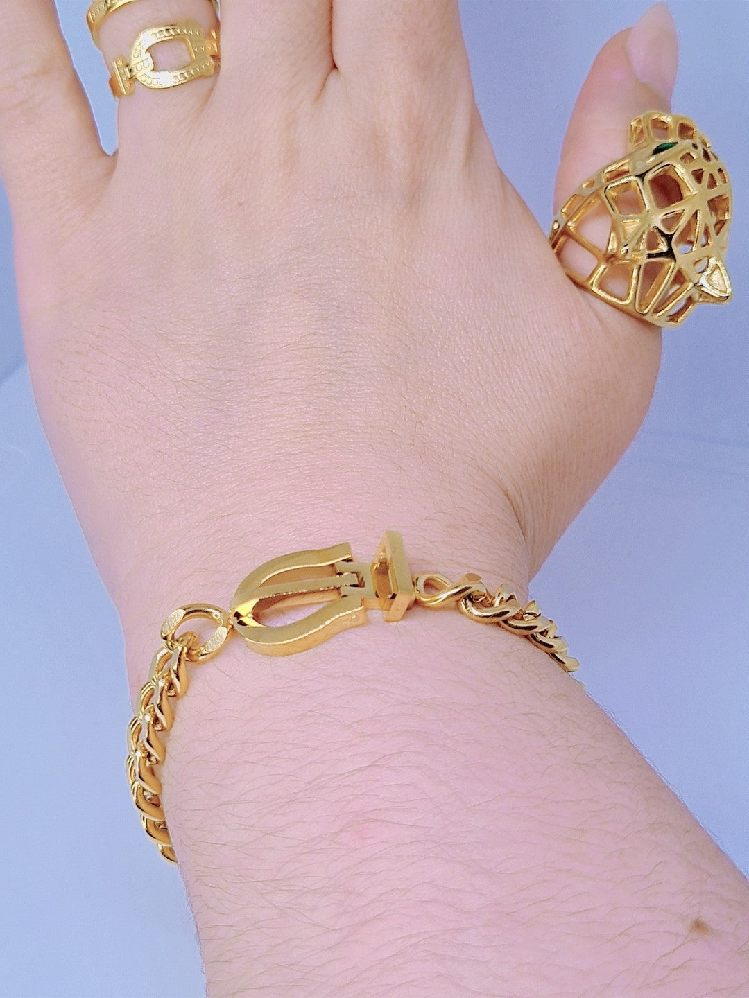 Bracelet attache d'amour Acier inoxydable plaqué Or 18K 20g