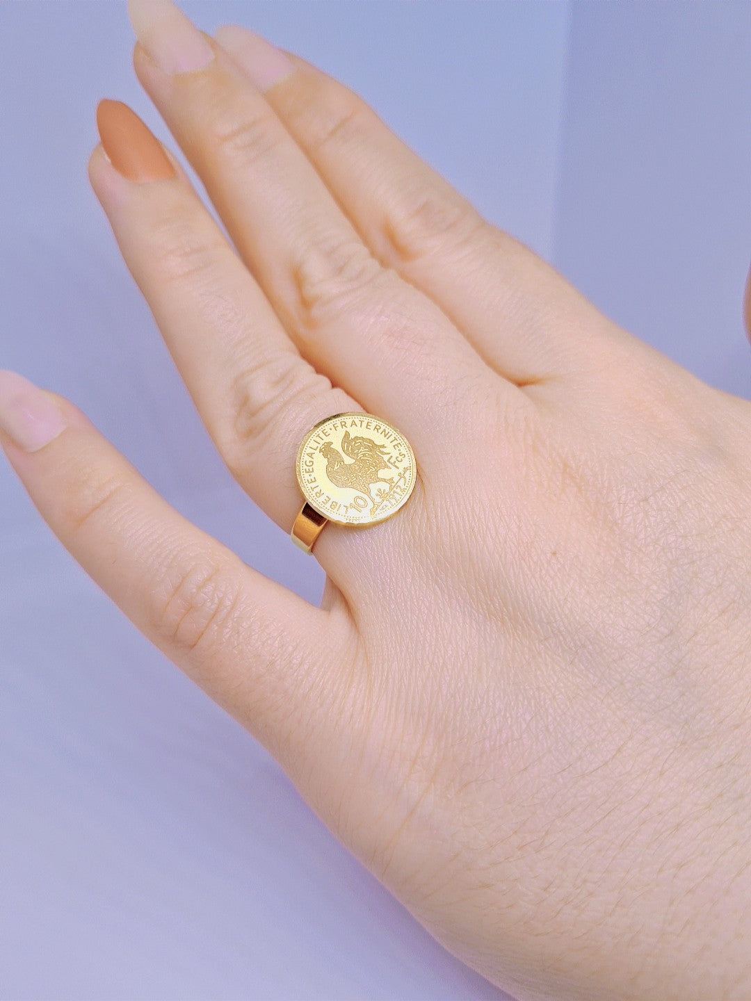 Bague Frenchy Acier inoxydable plaqué Or 18K 8g [taille réglable > 8]
