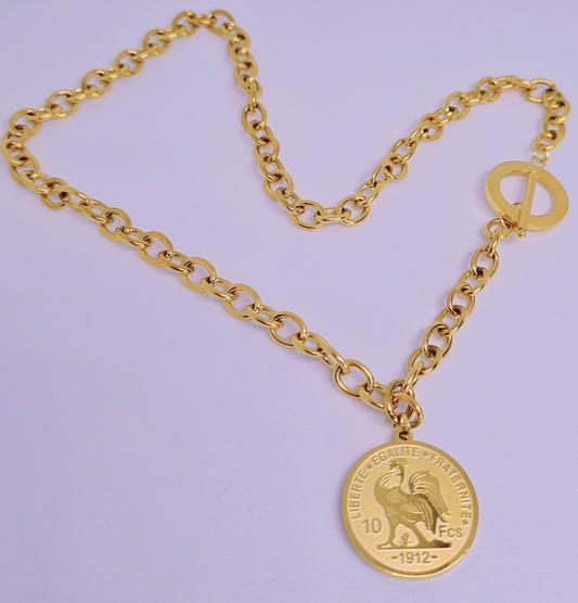 Collier Frenchy Acier inoxydable plaqué Or 18K 17g