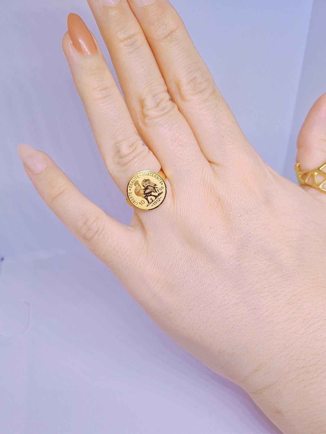 Bague Frenchy Acier inoxydable plaqué Or 18K 8g [taille réglable > 8]