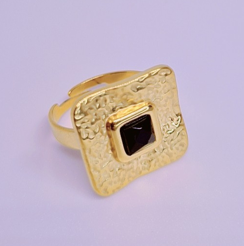 Bague Lamedina Acier inoxydable plaqué Or 18K 8g [taille réglable > 8]