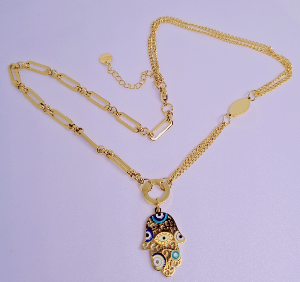 Collier Khemissa Acier inoxydable plaqué Or 18K  11g