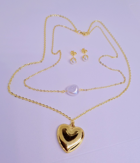 Collier En Form De Coeur Acier inoxydable plaqué Or 18K -16g