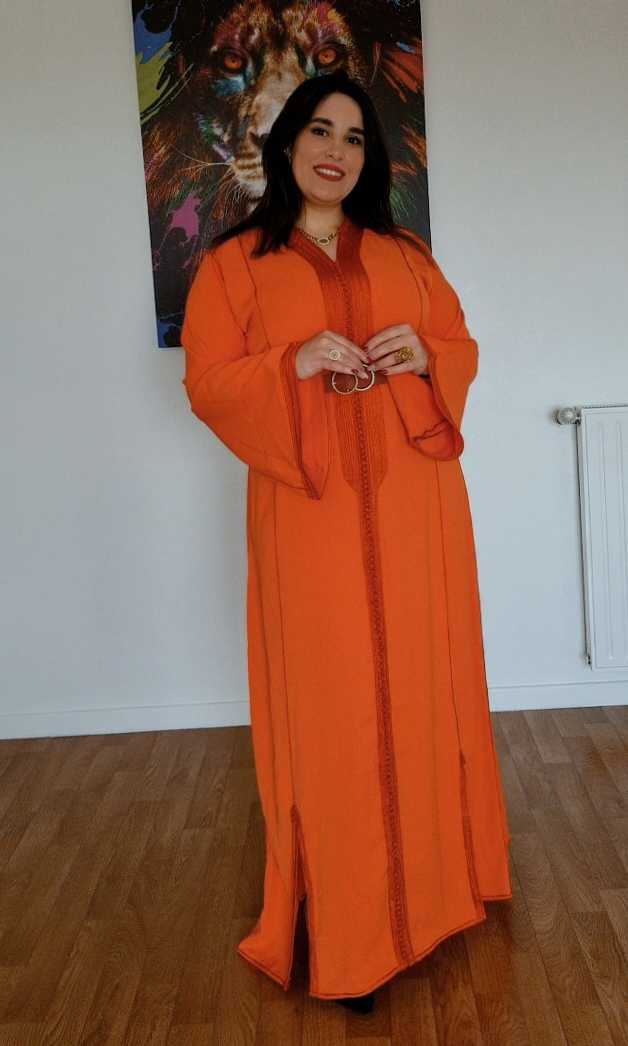 Caftan Élégance Royale Orange - Taille standard (M - L - XL)