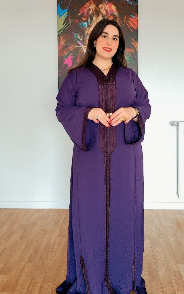 Caftan Élégance Royale Aubergine - Taille standard (M - L - XL)