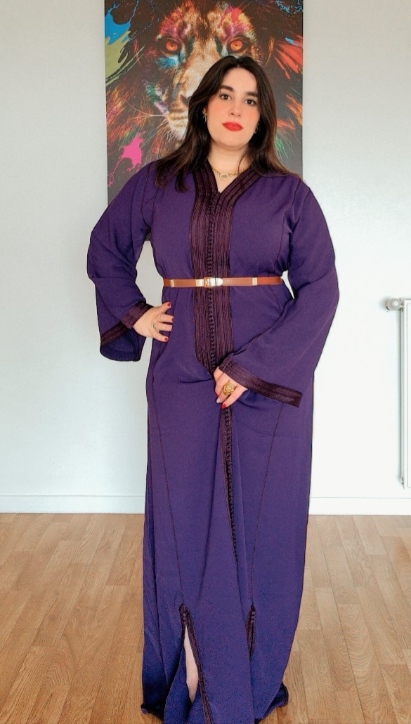 Caftan Élégance Royale Aubergine - Taille standard (M - L - XL)