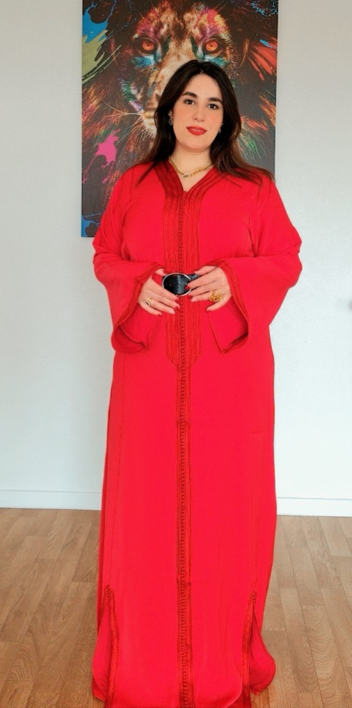 Caftan Élégance Royale Rouge - Taille standard (M - L - XL)