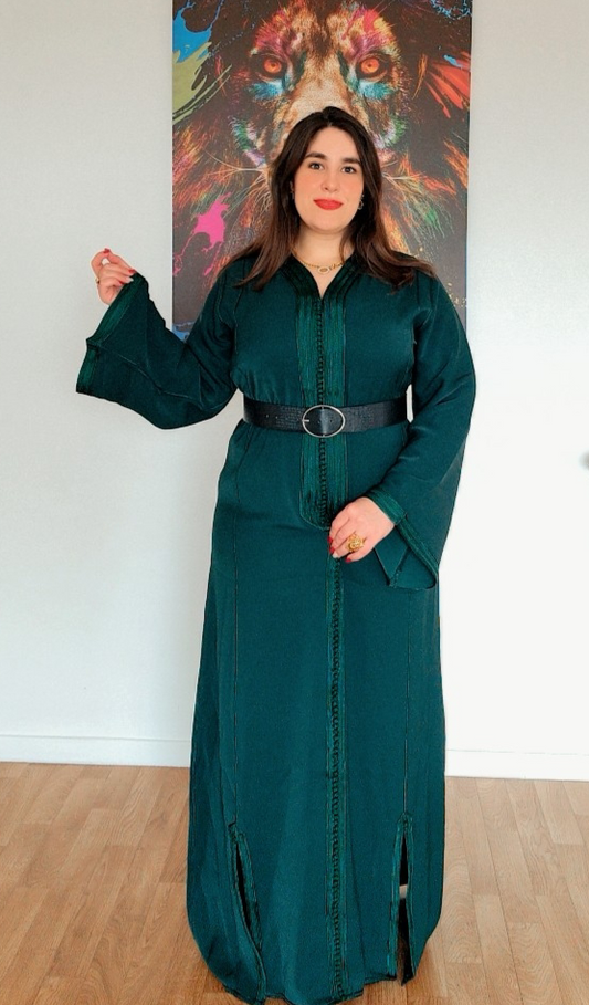 Caftan Élégance Royale Vert - Taille standard (M - L - XL)