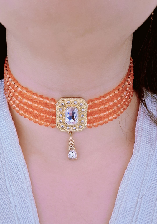 Choker Caftan fermeture Majdoul Orange