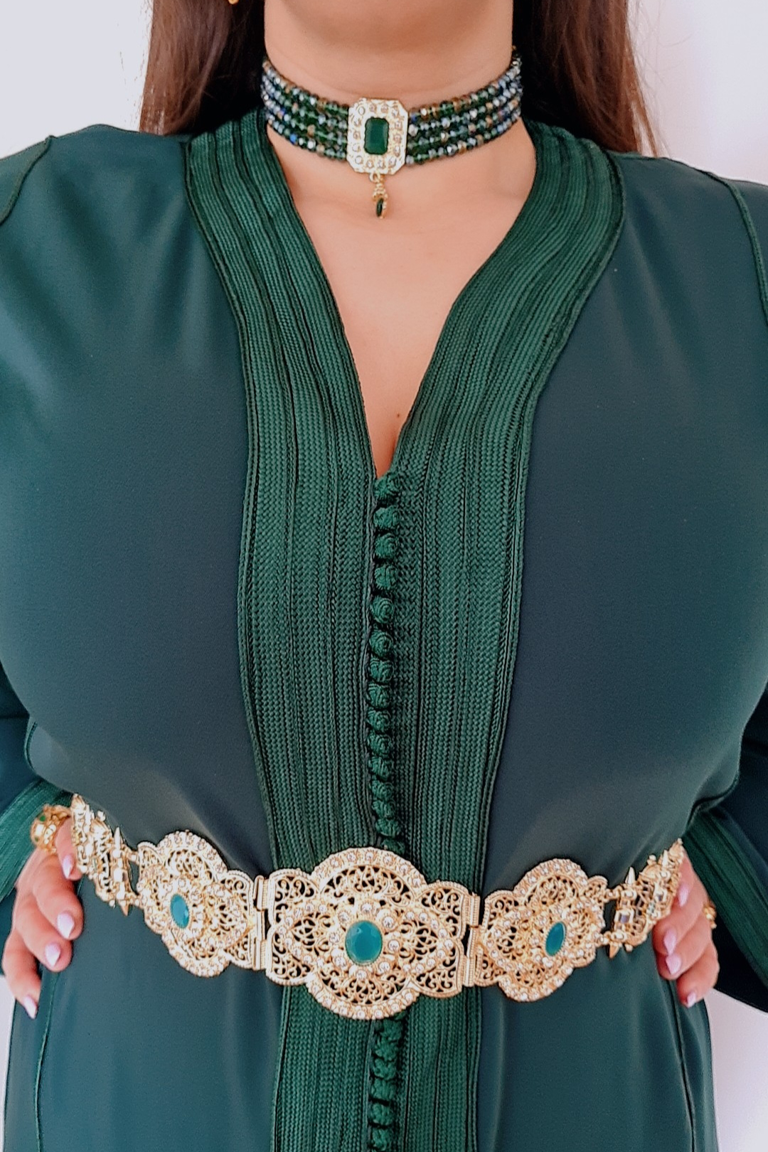 Mdama Ceinture Caftan fermeture Majdoul Bleu turquoise
