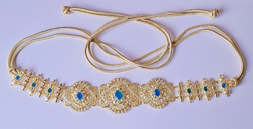 Mdama Ceinture Caftan fermeture Majdoul Bleu turquoise