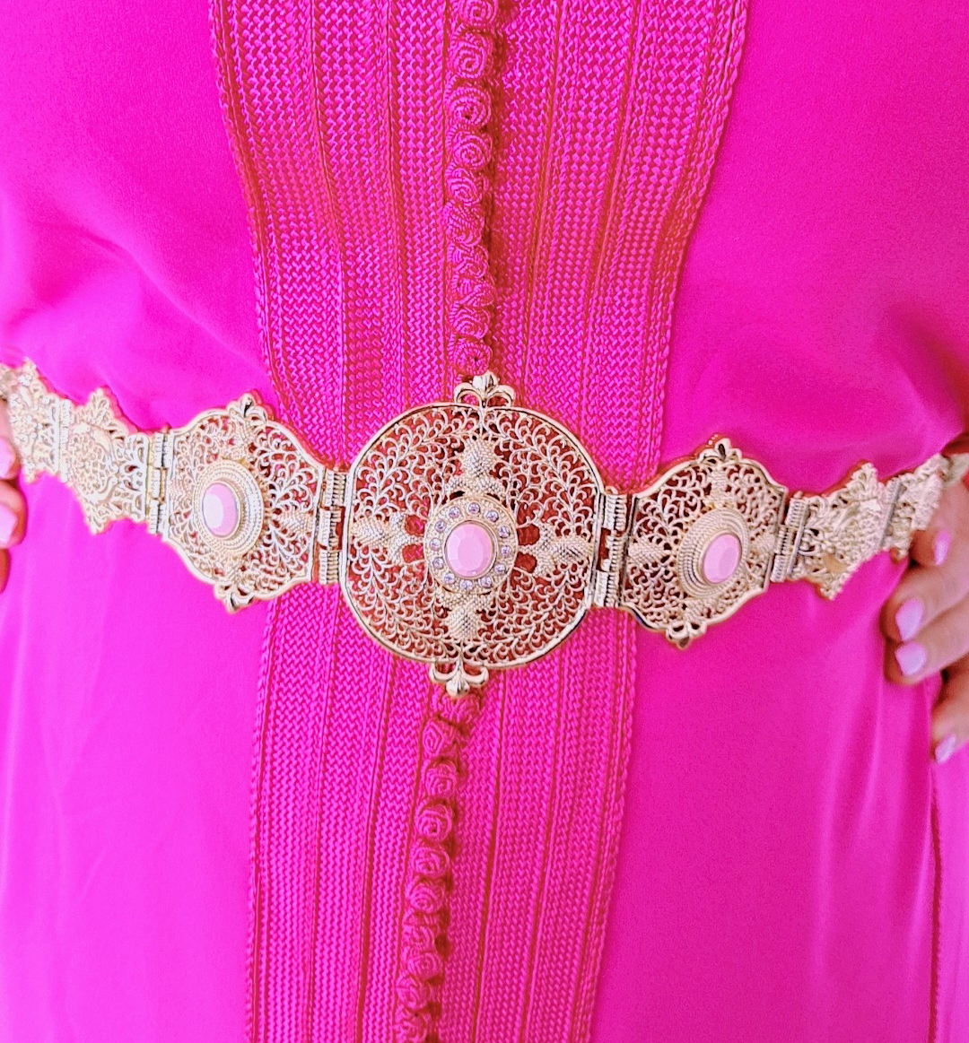 Mdama Ceinture Caftan fermeture Majdoul en Rose Bebe